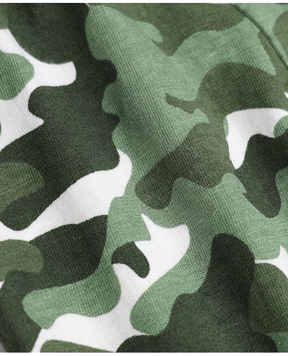 Babyhug Cotton Jersey Knit Full Length Jogger Fit Solid Lounge Pant with Camouflage Pack of 3 in Green Beige