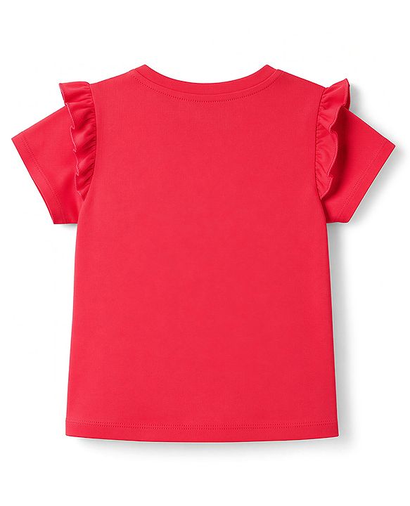 Babyhug 100% Cotton Knit Full Sleeves T-Shirt with Daddy's Little Butterfly Print - Red