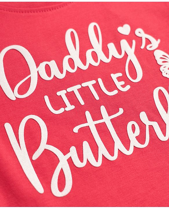 Babyhug 100% Cotton Knit Full Sleeves T-Shirt with Daddy's Little Butterfly Print - Red