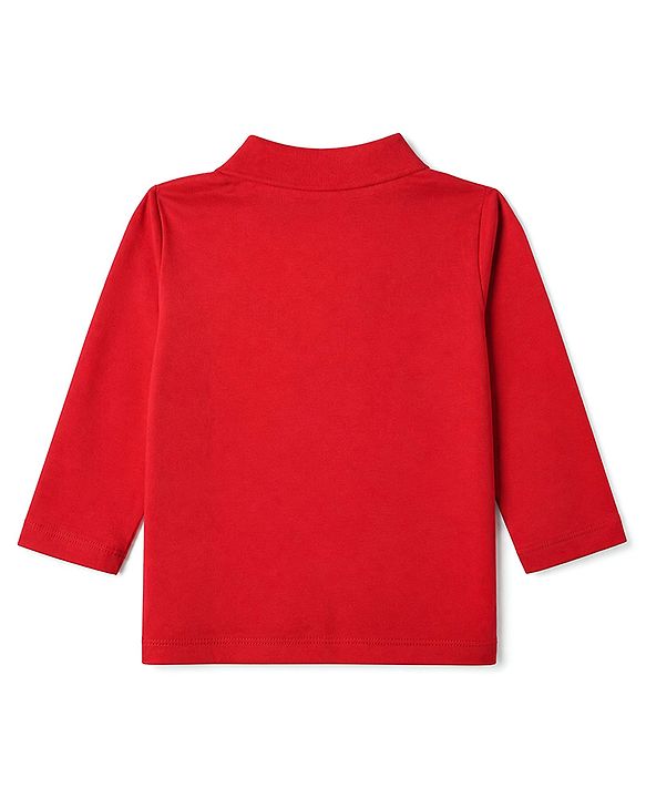 Babyhug Knit Full Sleeves Polo T-Shirt with Speed Racer 9 Print - Red