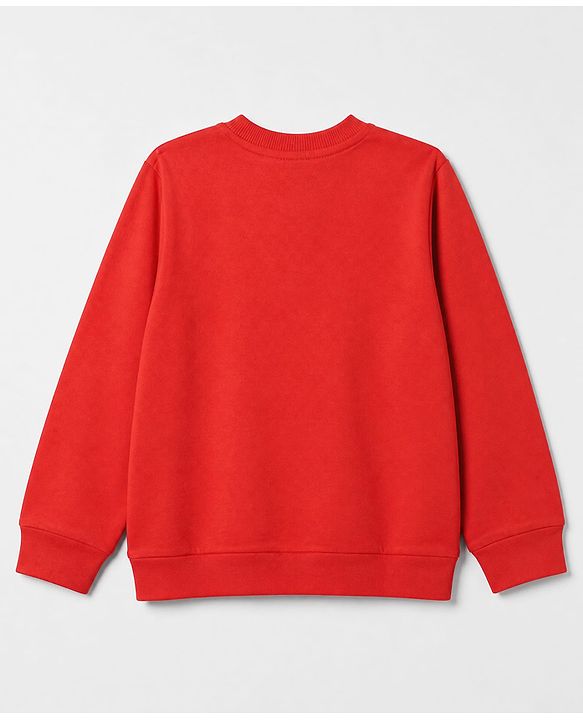 Pine Kids Looper Knit Full Sleeves Winter Wear Suit With Text Print - Red