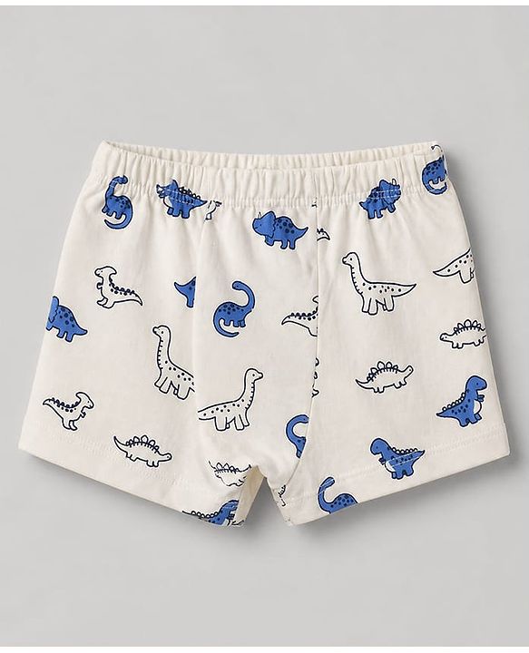 Babyhug 100% Cotton Knit Briefs with Dino & Stripes Print in Navy Blue & White Pack of 3