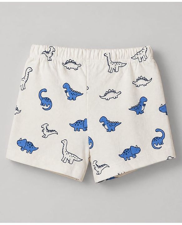 Babyhug 100% Cotton Knit Briefs with Dino & Stripes Print in Navy Blue & White Pack of 3