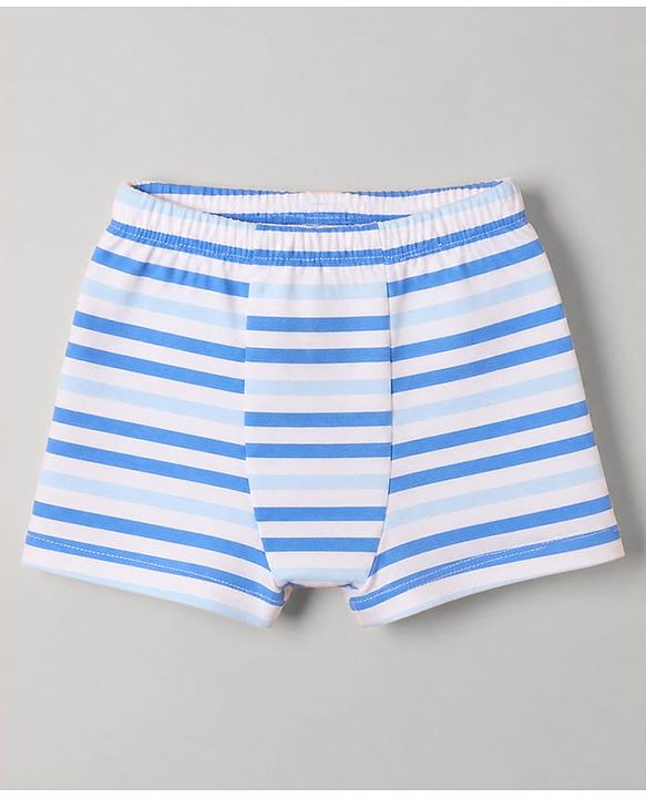 Babyhug 100% Cotton Knit Briefs with Dino & Stripes Print in Navy Blue & White Pack of 3