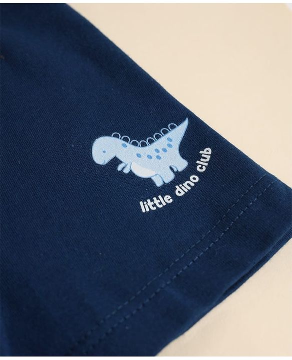 Babyhug 100% Cotton Knit Briefs with Dino & Stripes Print in Navy Blue & White Pack of 3