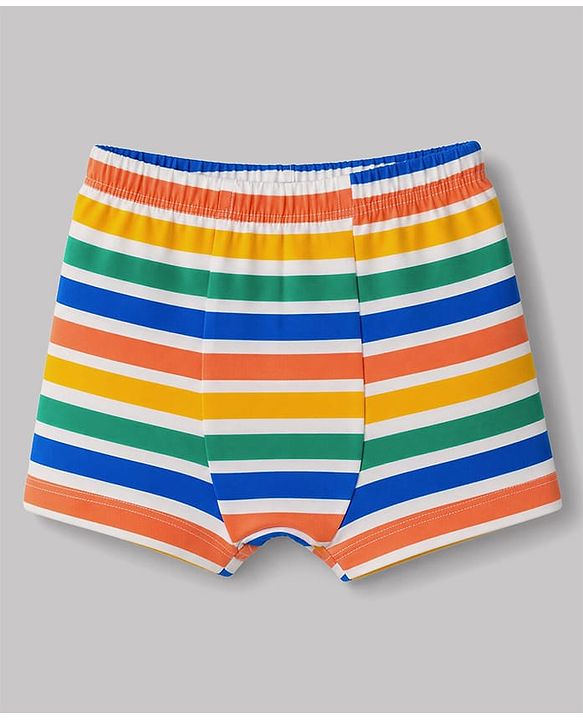 Babyhug 100% Cotton Single Jersey Knit Striped & JCB Printed Trunks Pack of 3 - Blue