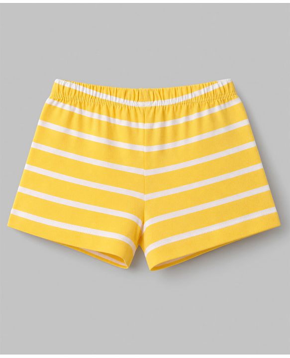Babyhug 100% Cotton Single Jersey Knit Briefs With Animal Print & Stripes Pack of 3- Yellow, White & Green