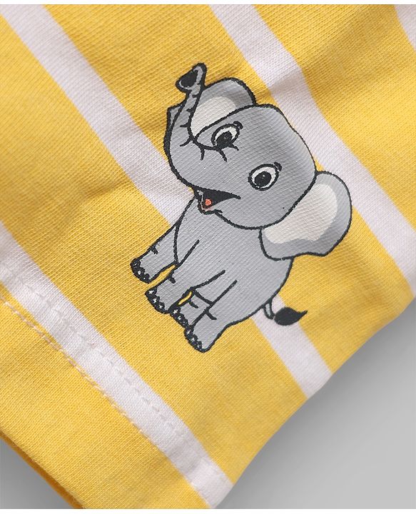 Babyhug 100% Cotton Single Jersey Knit Briefs With Animal Print & Stripes Pack of 3- Yellow, White & Green