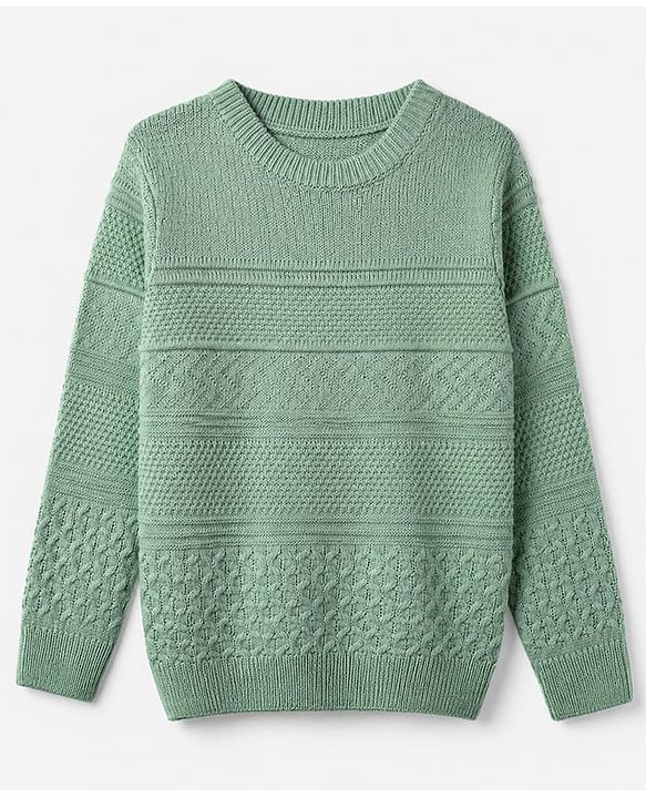 Pine Kids Knit Pullover with Full Sleeves in Green for 4-5 Years