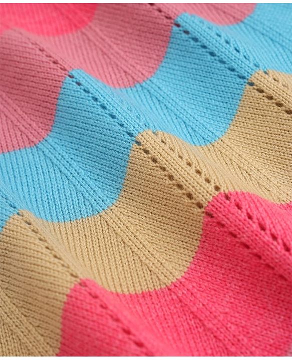 Pine Kids Knit Pullover with Full Sleeves & Striped Design - PInk