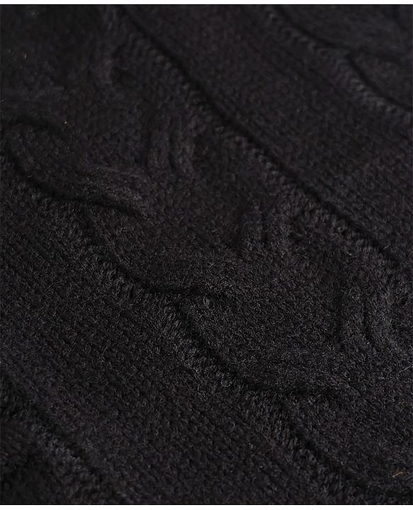 Pine Kids Knit Pullover with Full Sleeves and Cable Knit Design in Black