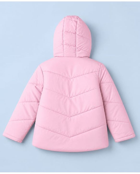 Pine Kids Woven Hoodie with Full Sleeves and 18 Applique in Light Pink