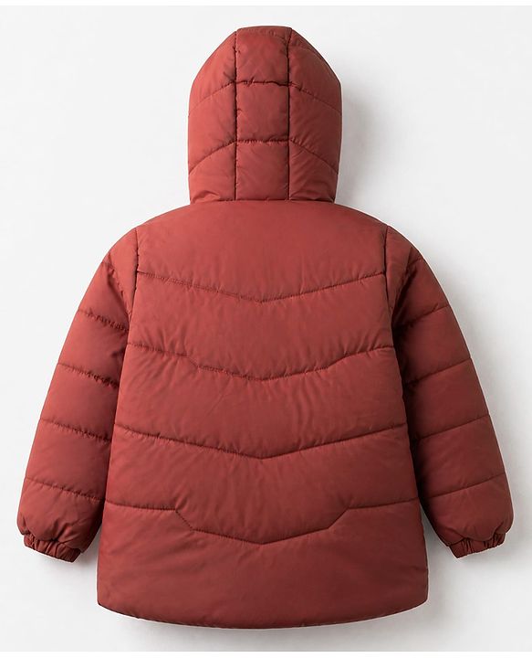 Pine Kids Woven Full Sleeves Hooded Padded Winter Jacket - Rust Orange