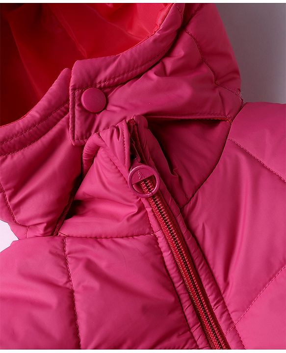 Pine Kids Woven Padded/Quilted/ Winter Jacket with Full Sleeves and 18 Applique in Dark Pink for 4-5 Years