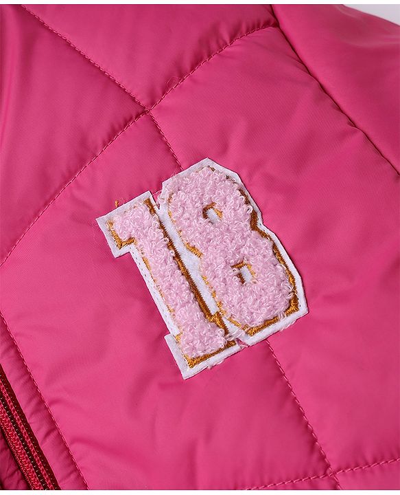 Pine Kids Woven Padded/Quilted/ Winter Jacket with Full Sleeves and 18 Applique in Dark Pink for 4-5 Years