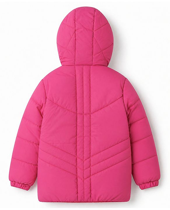 Pine Kids Woven Padded/Quilted/ Winter Jacket with Full Sleeves and 18 Applique in Dark Pink for 4-5 Years