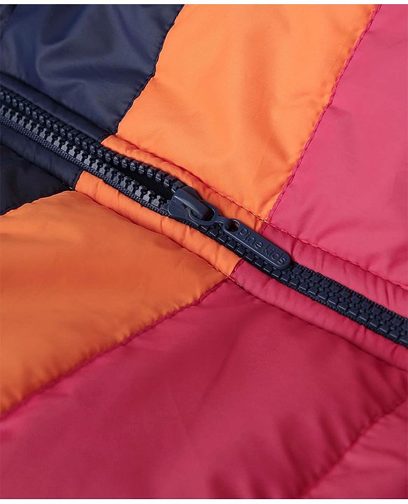 Pine Kids Woven Hoodie with Full Sleeves and Color Block in Pink Blue