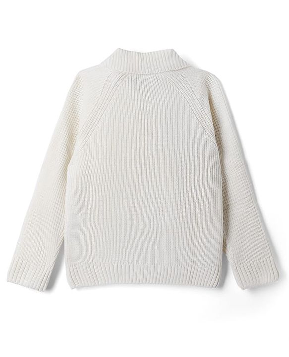Pine Kids Knit Full Sleeves Front Open Sweater - Offwhite