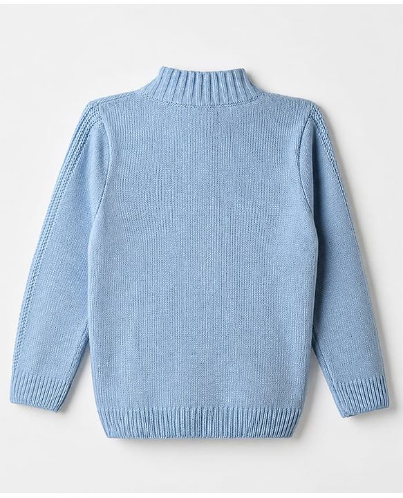 Pine Kids Cable Knit Front Open Sweater with Full Sleeves in Blue for 4-5 Years