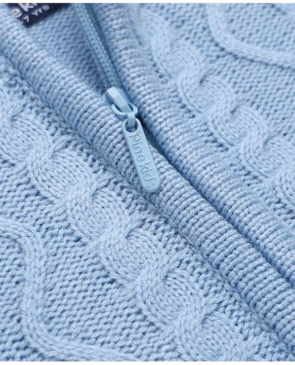 Pine Kids Cable Knit Front Open Sweater with Full Sleeves in Blue for 4-5 Years