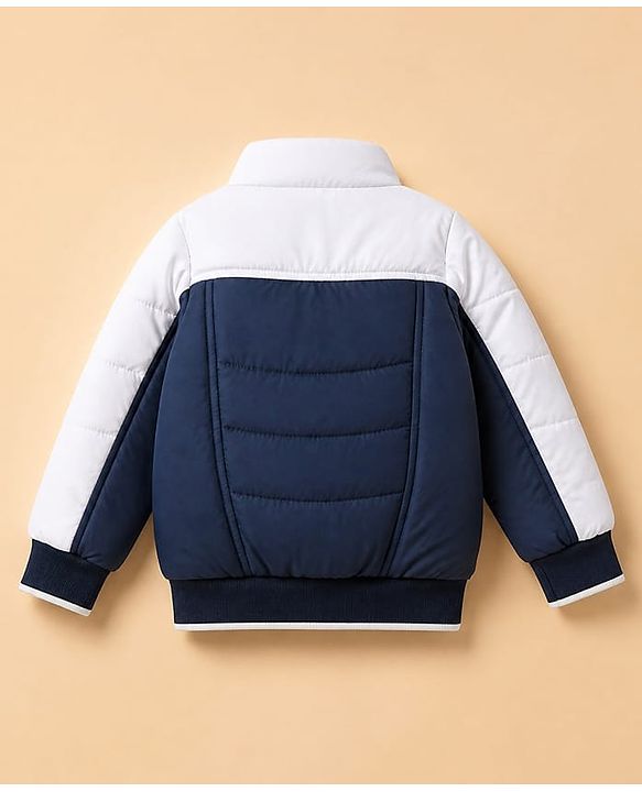 Pine Kids Woven Padded Winter Jacket with Full Sleeves in Navy Blue