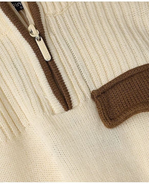 Pine Kids Knit Pullover with Full Sleeves in Offwhite for 4-5 Years