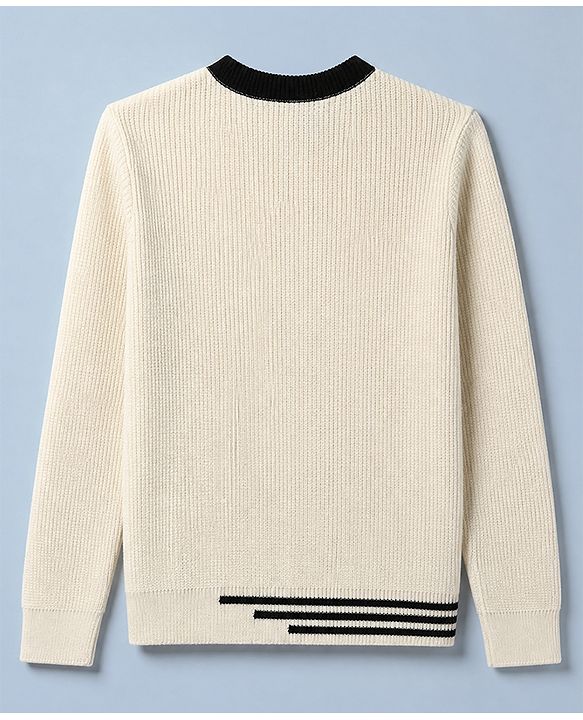Pine Kids Knit Solid Pullover with Full Sleeves in Black