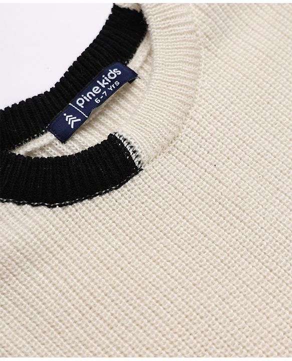 Pine Kids Knit Solid Pullover with Full Sleeves in Black