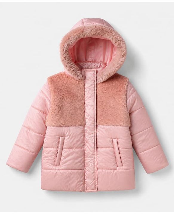 Pine Kids Full Sleeves Woven Padded/Quilted/ Winter Jacket in Pink