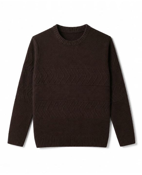 Pine Kids Knit Full Sleeves Solid Textured Pullovers - Brown