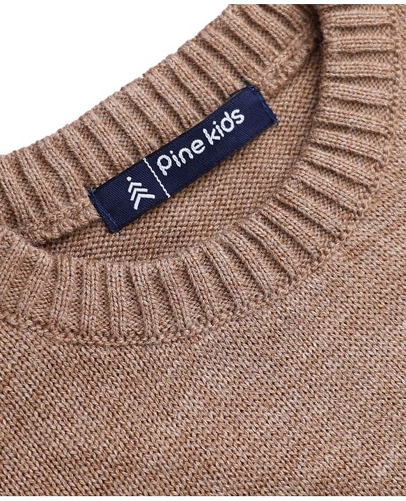 Pine Kids Knit Pullover with Full Sleeves and Striped Print in Green