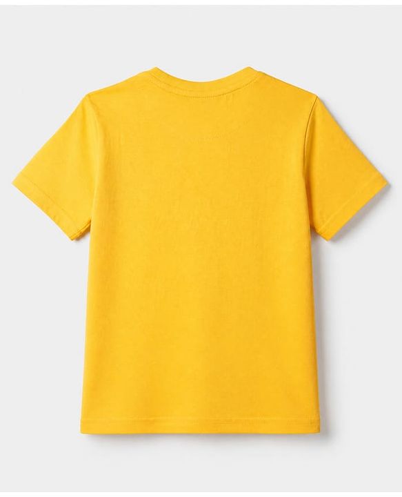 Pine Kids 100% Cotton Knit T-Shirt with Half Sleeves and Game Controller Print in Yellow for 4-5 Years