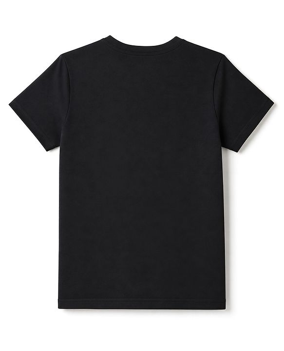 Pine Kids Cotton Knit Half Sleeves T-Shirt with Soccer Team Graphic - Black