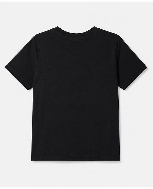 Pine Kids Cotton Knit T-Shirt with Half Sleeves and Alaskan Eagle Text & Eagle Print - Black