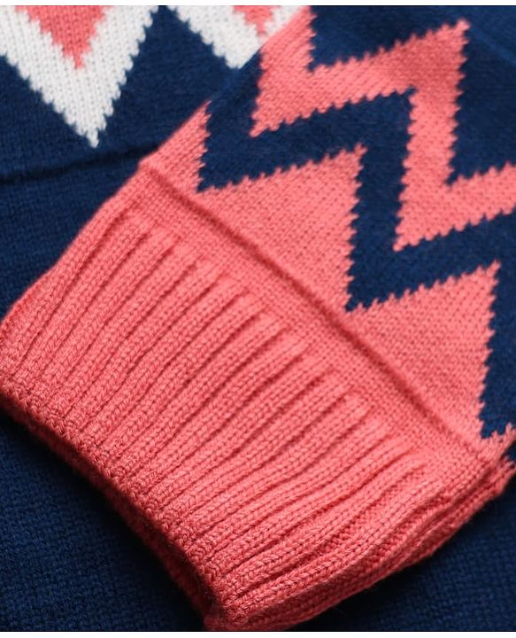 Pine Kids Knit Full Sleeves Front Open Sweater with Abstract Design - Navy Blue