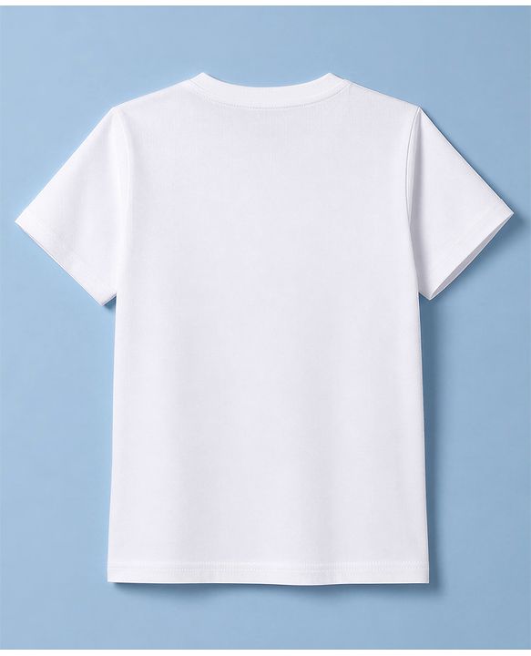 Pine Kids Cotton Knit Half Sleeves T-Shirt with London City Print - White