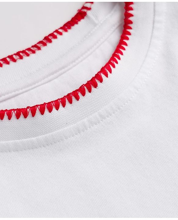 Pine Kids 100% Cotton Knit Solid T-Shirts with Half Sleeves - White