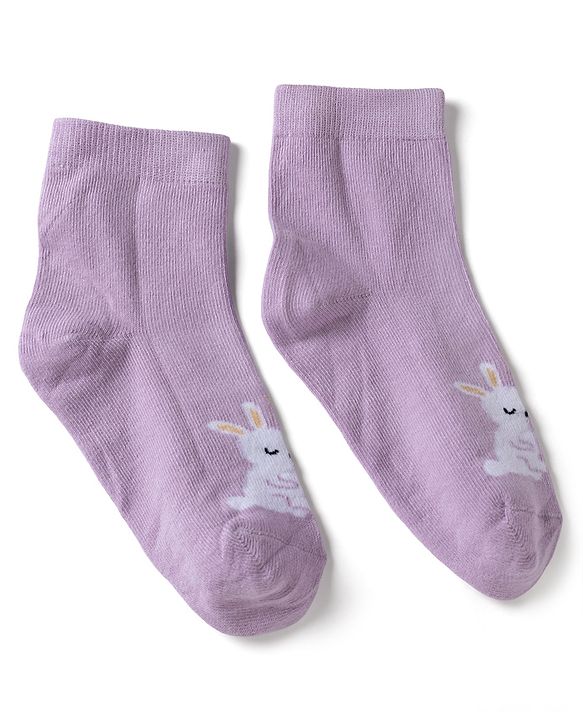 Cute Walk by Babyhug Knit Anti Bacterial Ankle Length Socks With Bunny Floral & Polka Dots Design Pack of 3 - Red Pink & Purple