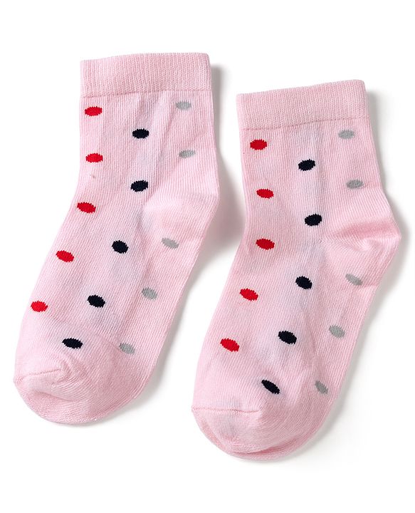Cute Walk by Babyhug Knit Anti Bacterial Ankle Length Socks With Bunny Floral & Polka Dots Design Pack of 3 - Red Pink & Purple