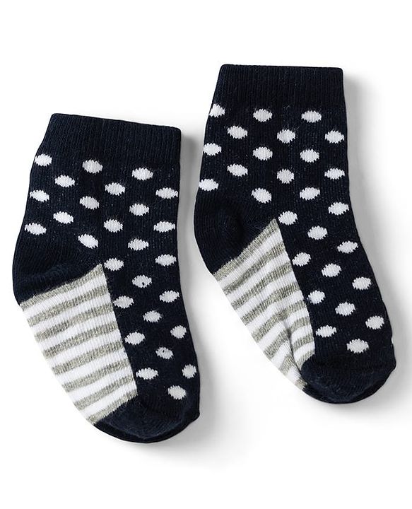 Cute Walk by Babyhug Non Terry Knit Anti-bacterial Ankle Length Striped Socks With Star Design Pack of 3 - Black & Beige