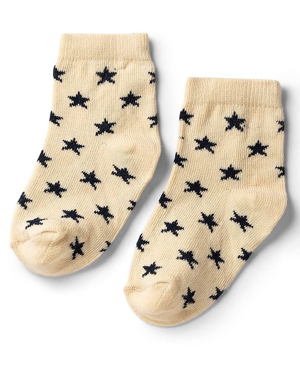 Cute Walk by Babyhug Non Terry Knit Anti-bacterial Ankle Length Striped Socks With Star Design Pack of 3 - Black & Beige