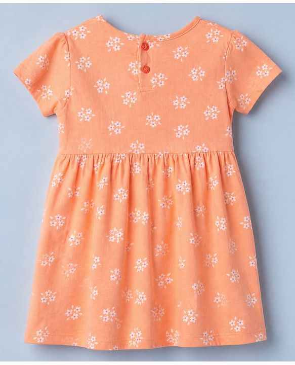 Babyhug Single Jersey Knit Frocks with Half Sleeves and Dots Print Pack of 2 in Peach & Pink