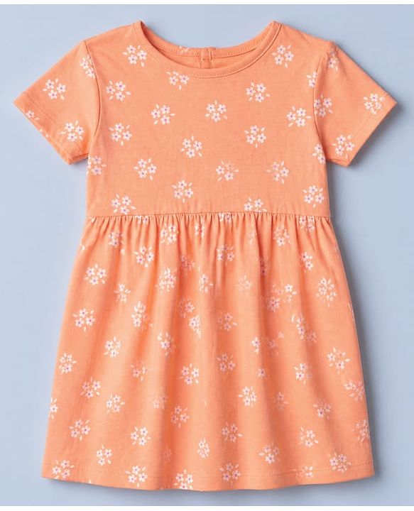 Babyhug Single Jersey Knit Frocks with Half Sleeves and Dots Print Pack of 2 in Peach & Pink
