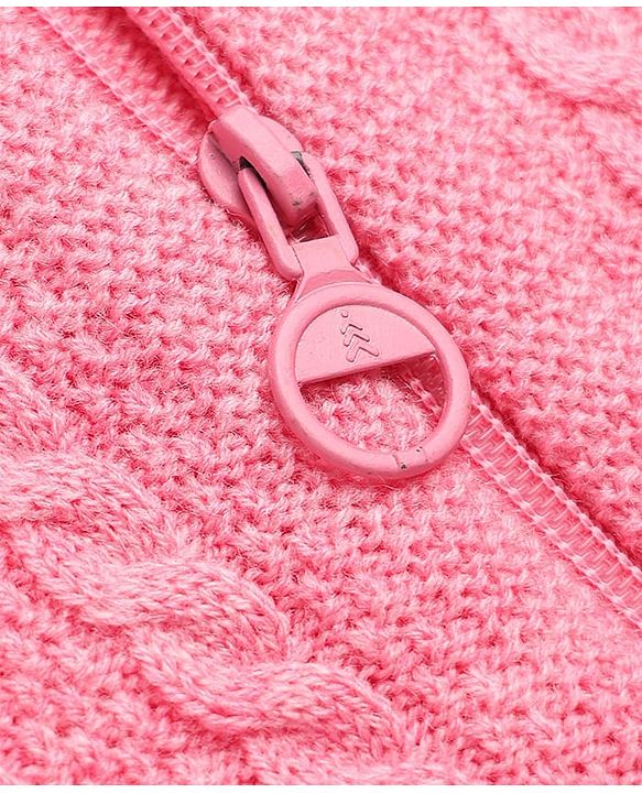 Pine Kids Knit Full Sleeves Front Open Sweater - Pink