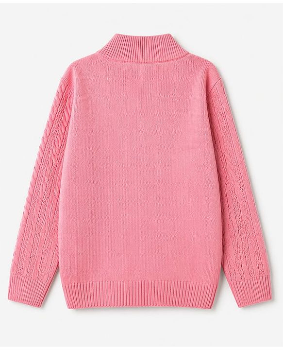 Pine Kids Knit Full Sleeves Front Open Sweater - Pink