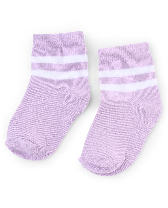 Cute Walk by Babyhug Knit Anti-Bacterial Ankle Length Striped Socks With Star Design Pack of 5 - White & Lilac