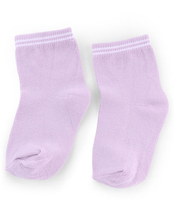 Cute Walk by Babyhug Knit Anti-Bacterial Ankle Length Striped Socks With Star Design Pack of 5 - White & Lilac