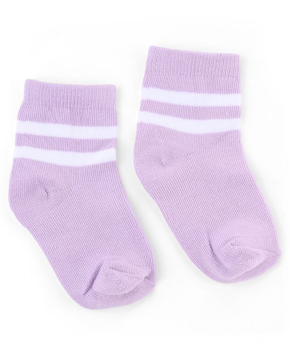 Cute Walk by Babyhug Knit Anti-Bacterial Ankle Length Striped Socks With Star Design Pack of 5 - White & Lilac