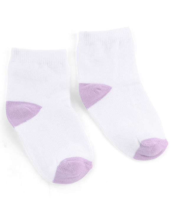 Cute Walk by Babyhug Knit Anti-Bacterial Ankle Length Striped Socks With Star Design Pack of 5 - White & Lilac