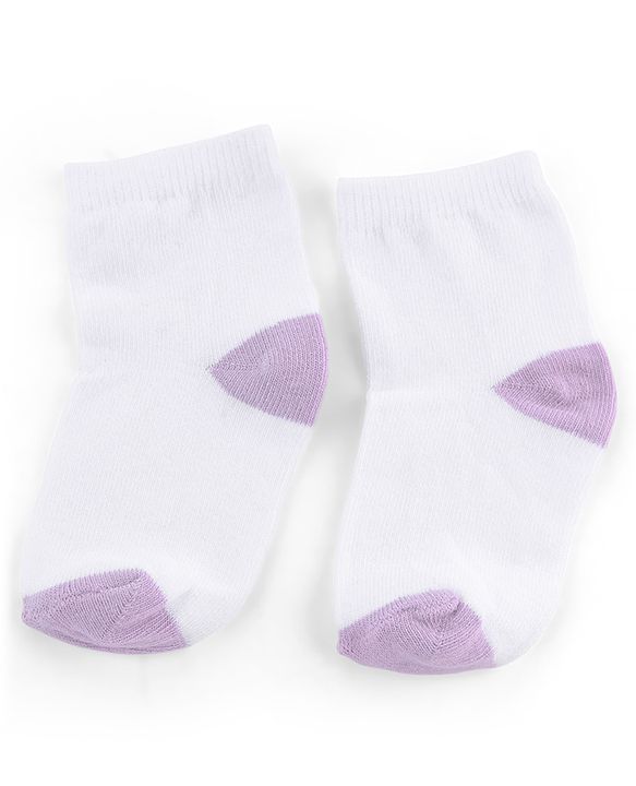 Cute Walk by Babyhug Knit Anti-Bacterial Ankle Length Striped Socks With Star Design Pack of 5 - White & Lilac